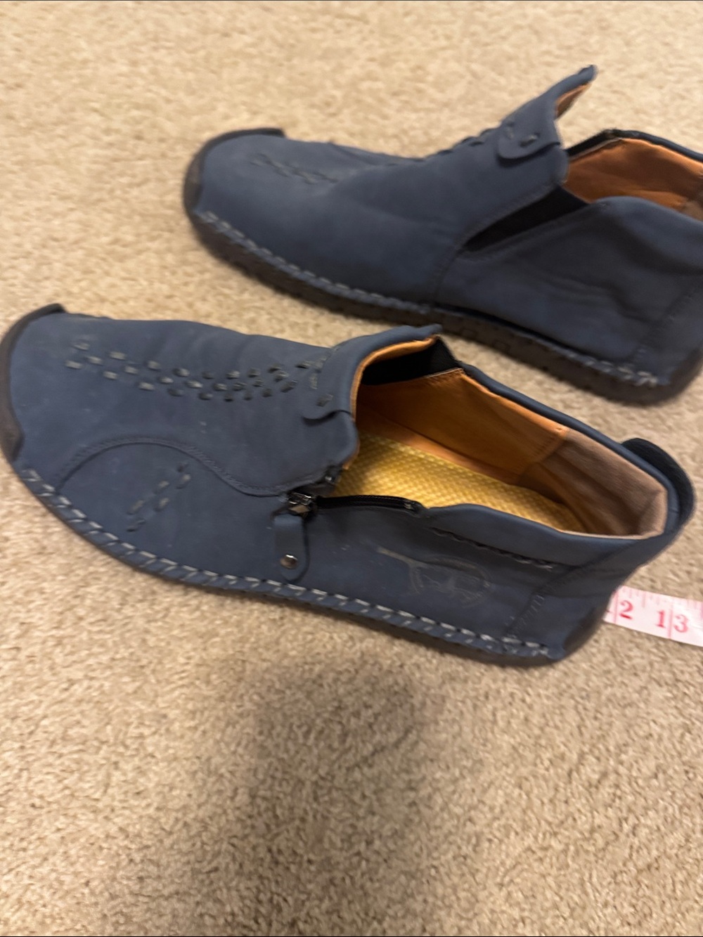 Men's Navy Slip-On Casual Loafers with Moc Stitching